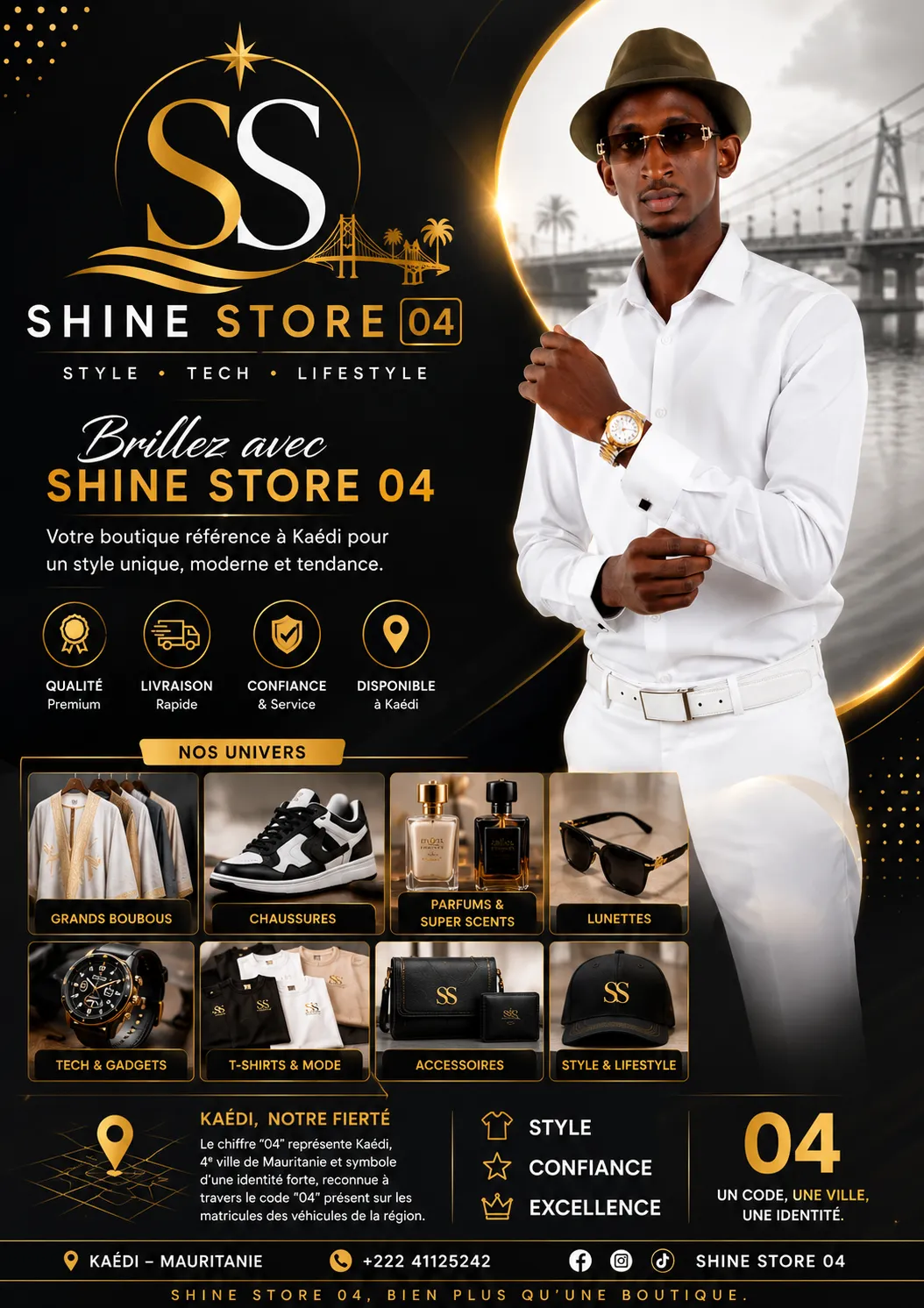 Affiche noire et or « Brillez avec SHINE STORE 04 »