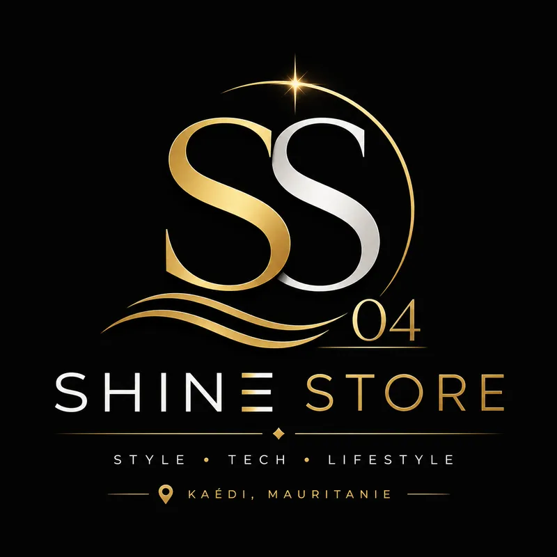 Logo doré SS 04 SHINE STORE sur fond noir