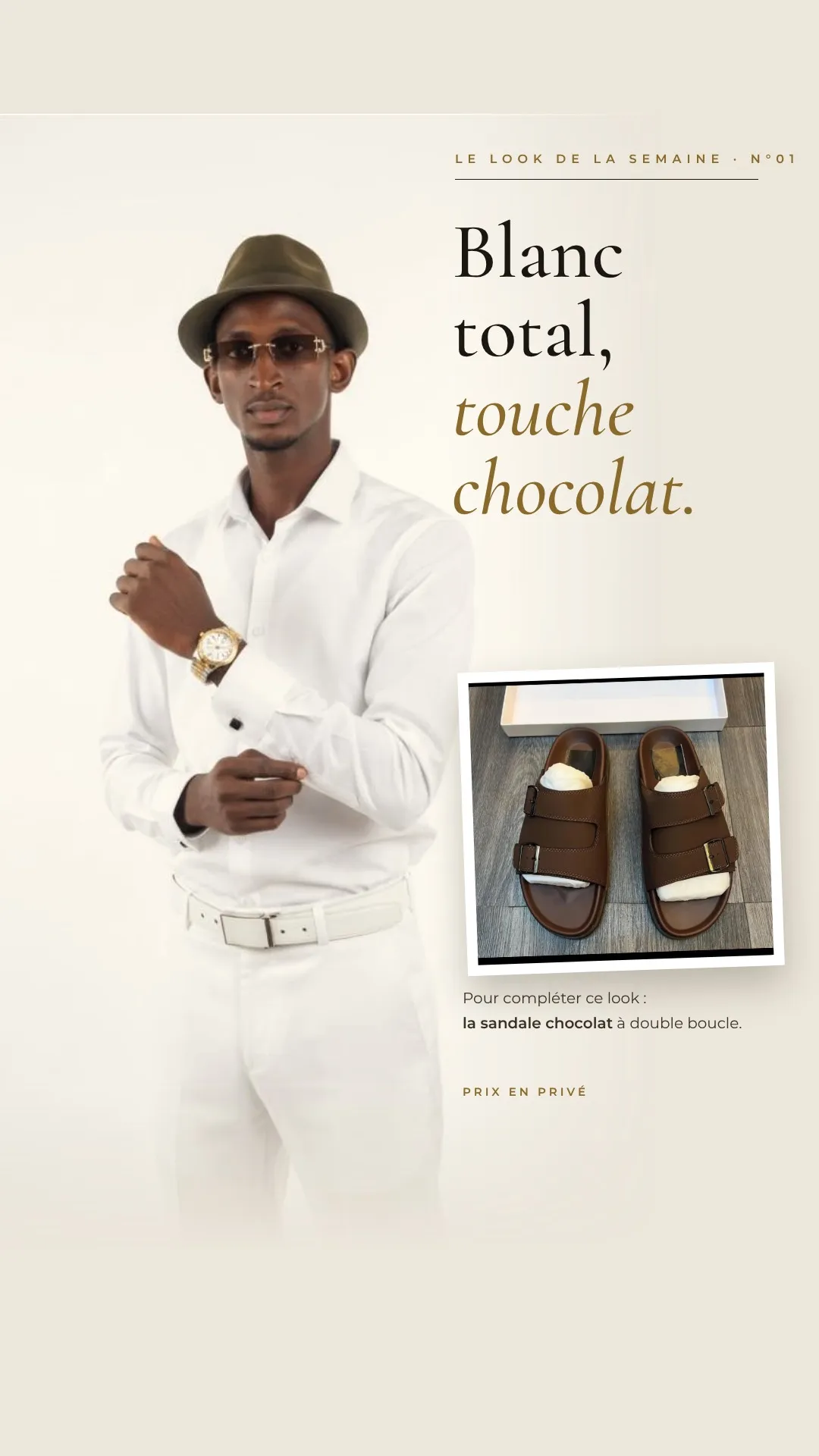 Lookbook tenue blanche et sandales chocolat